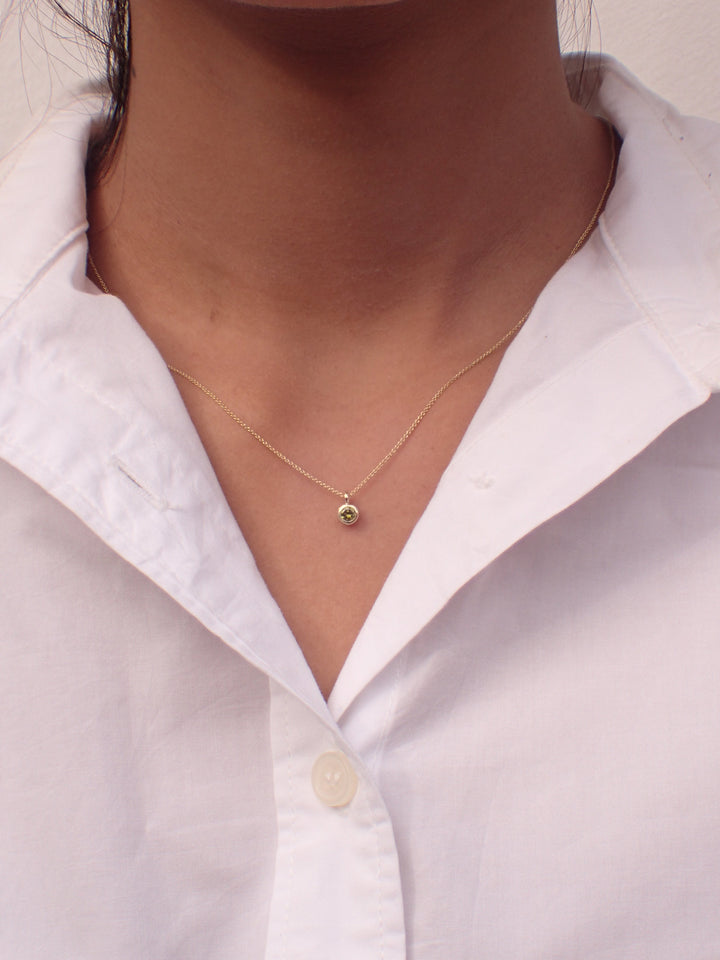 0.14ct Peridot Solitaire Necklace - 14k Solid Gold Necklace Pendant - August Birthstone Necklace Gift