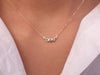 Three Stone Emerald Necklace 14k Chain - May Birthstone Month Gift