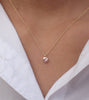 0.14ct Morganite Solitaire 14k Solid Gold Necklace Pendant - Delicate Bezel Set Morganite Necklace Gift for Her