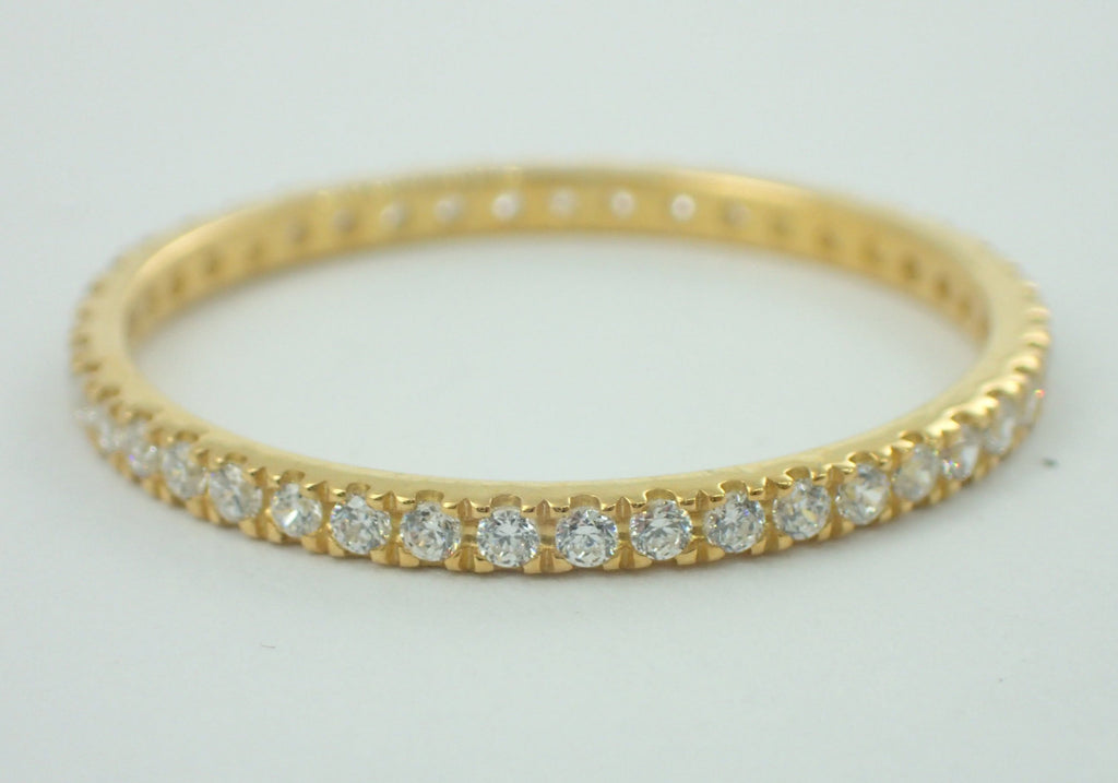 2.0mm Pave Diamond Wedding Band,  14k Solid Gold Full Eternity Band, Micro Pave Eternity Thin Dainty Stacking Band