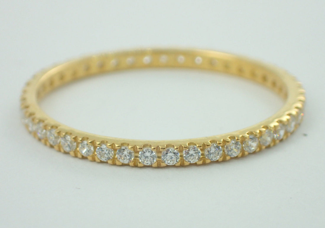 Micro Pave Moissanite Full Eternity Band, 14k Gold Micro Pave Eternity, Thin Dainty Stacking Bridal Band