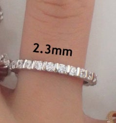 Bar Setting Band, 2.3mm Full Eternity Bar Set Diamond Wedding Band, Bar Setting Ring in 18k Solid Gold