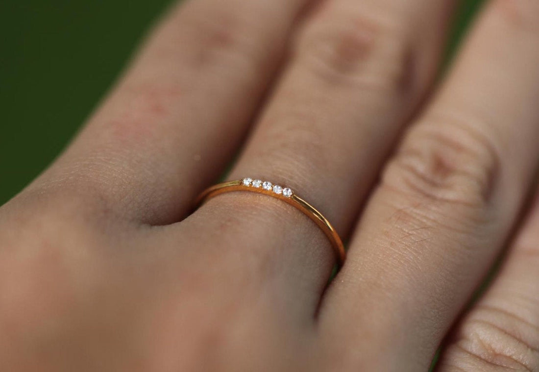 1.3mm Minimalist Stackable Wedding Band or Anniversary Ring Stacking Simple Diamond Ring Spacer for Engagement Wedding Ring 14k