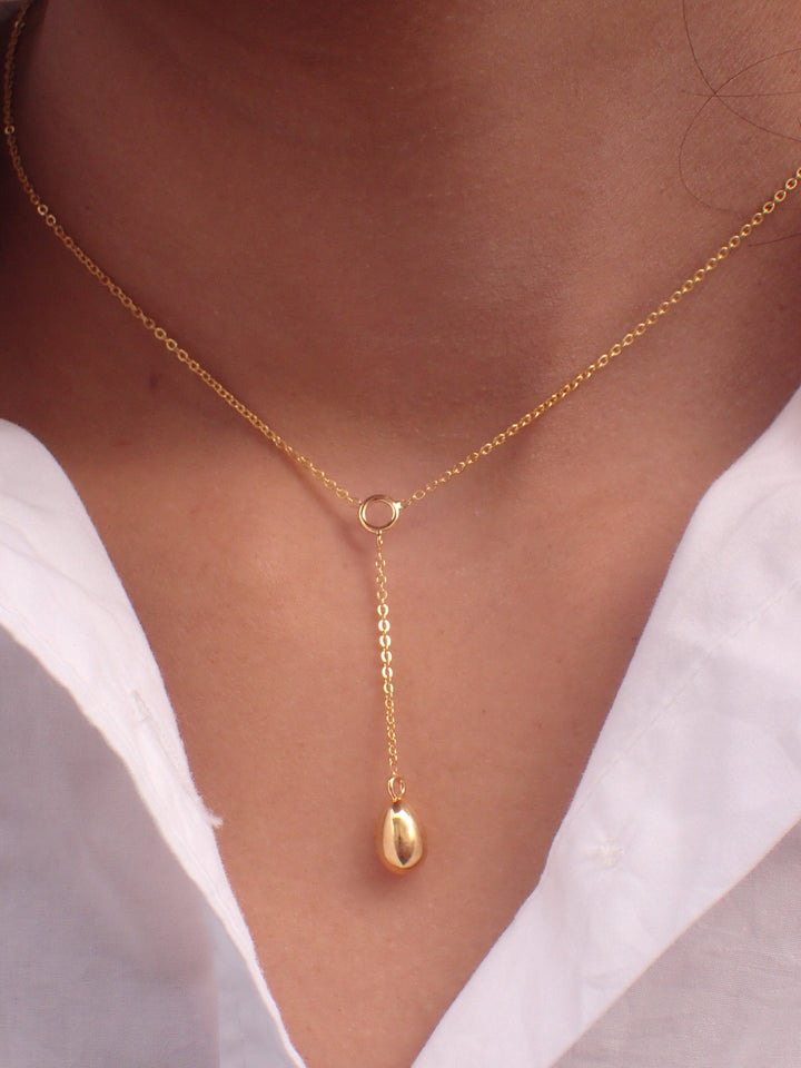 Ready to Ship-  Golden Swan Egg 14k Necklace with 10k Solid Egg, Y Style Necklace Chain