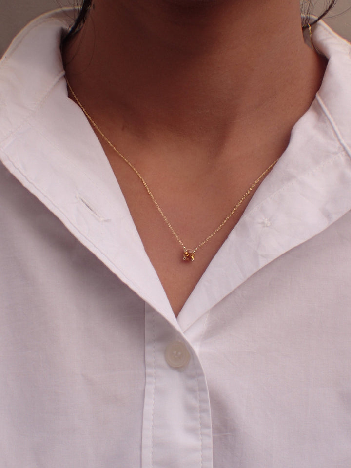 14k Citrine Necklace, Prong Set Necklace, Gold Citrine Pendant, Delicate Citrine, Orange Citrine, 4 Prong Citrine