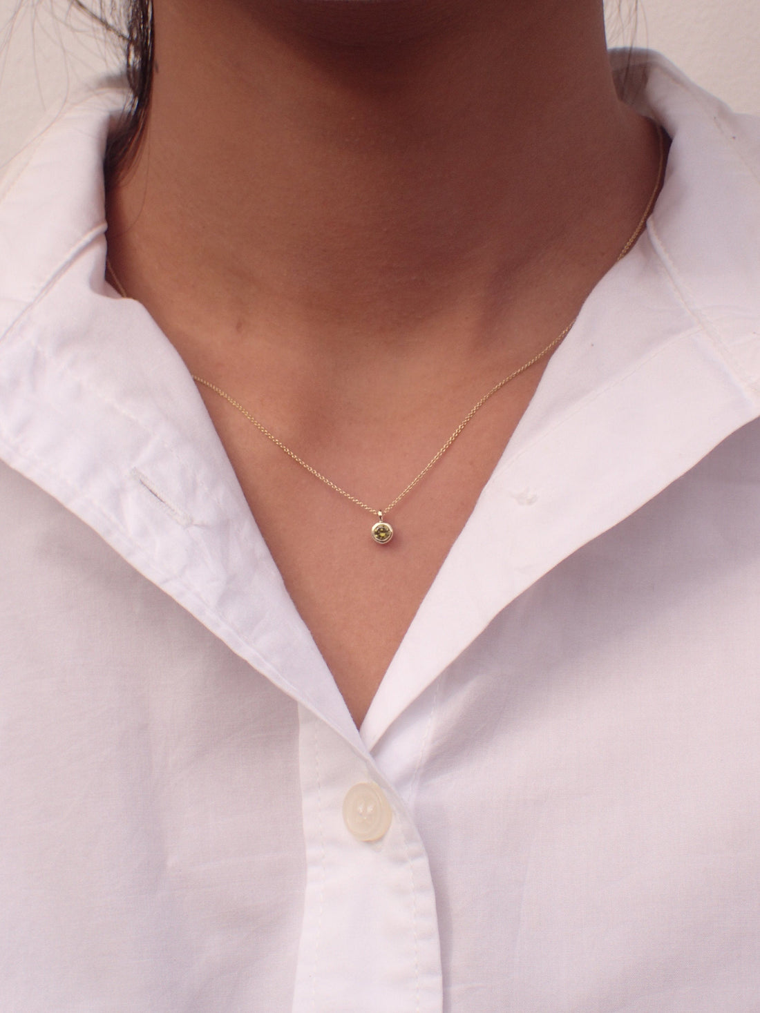 0.14ct Peridot Solitaire Necklace - 14k Solid Gold Necklace Pendant - August Birthstone Necklace Gift