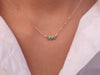 Three Stone Emerald Necklace 14k Chain - May Birthstone Month Gift