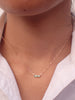 Three Stone Emerald Bezel Set Necklace, 14k Gold Emerald, May Birthstone Gift, 3 Stone Necklace, 14k Gold Bezel Set