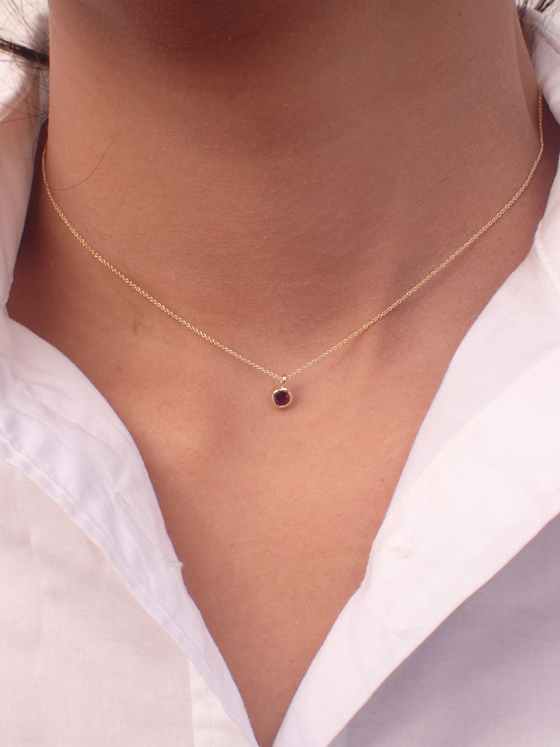 0.14ct Ruby Solitaire Necklace, 14k Solid Gold Necklace Pendant - July Birthstone Necklace Gift