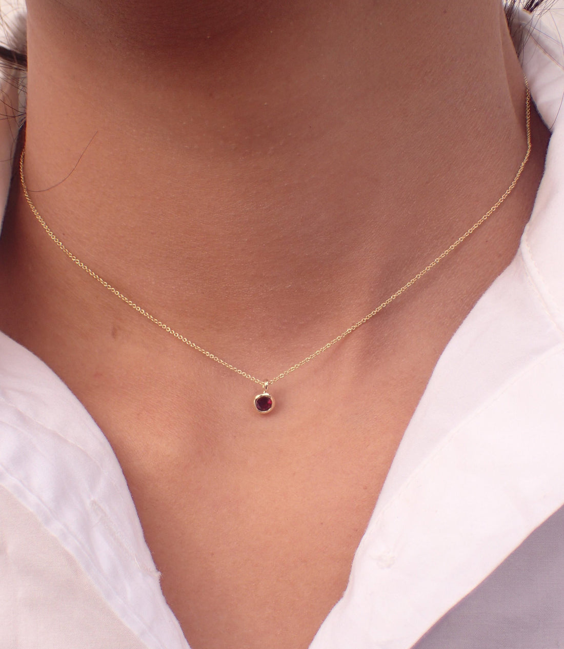 0.14ct Ruby Solitaire Necklace, 14k Solid Gold Necklace Pendant - July Birthstone Necklace Gift