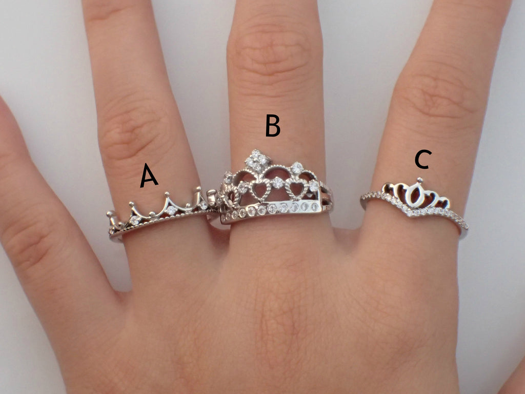 Tiara Ring Crown Ring Princess Band Tiara Queen Ring White Sapphire