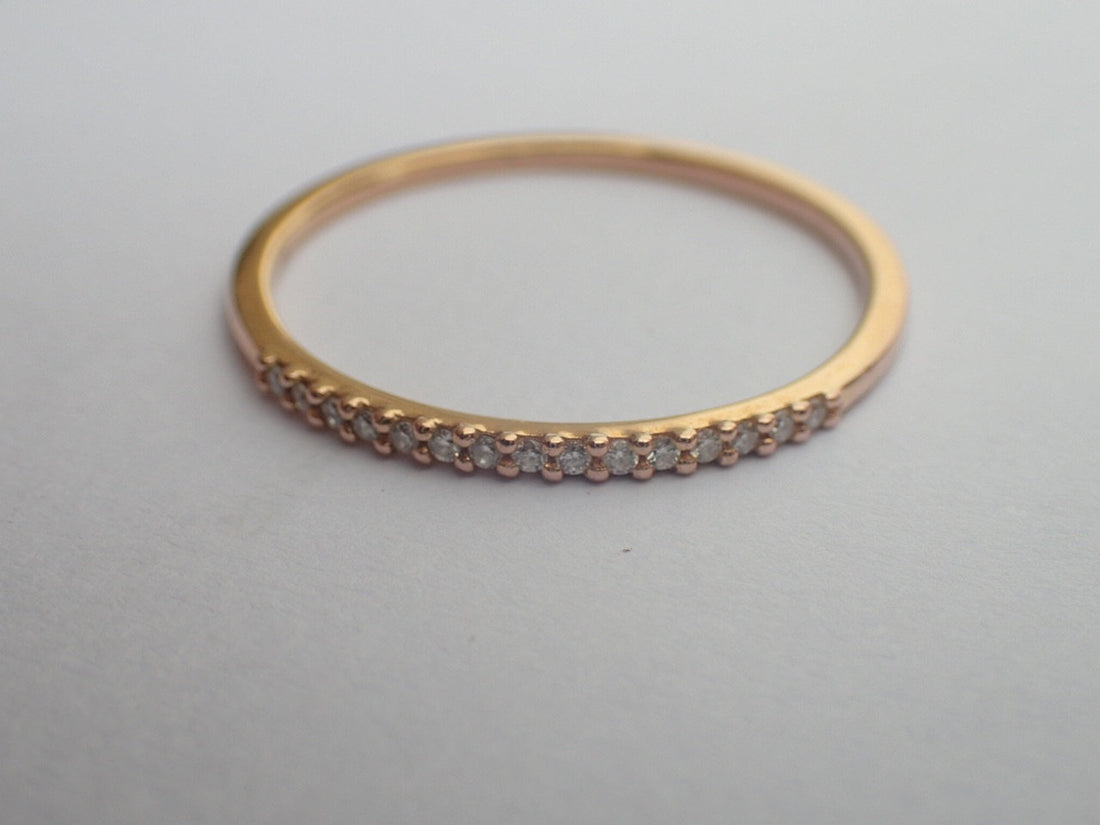 Diamond Stackable Ring, 14k Solid Gold Delicate Diamond Band, Micro Pave Eternity Thin Dainty Band, Delicate Diamond Band