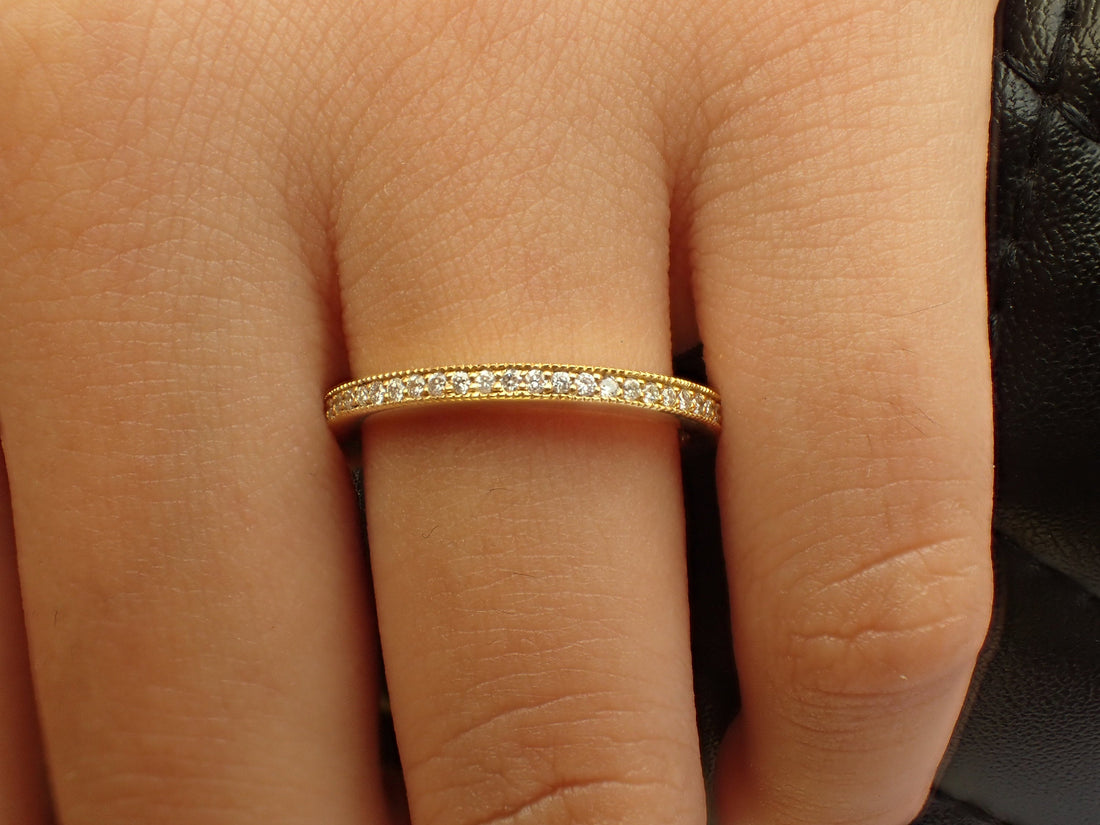 Channel Set Eternity Diamond Wedding Band, Full Eternity Ring, Channel Set Ring, Platinum 950 Thin Dainty Band