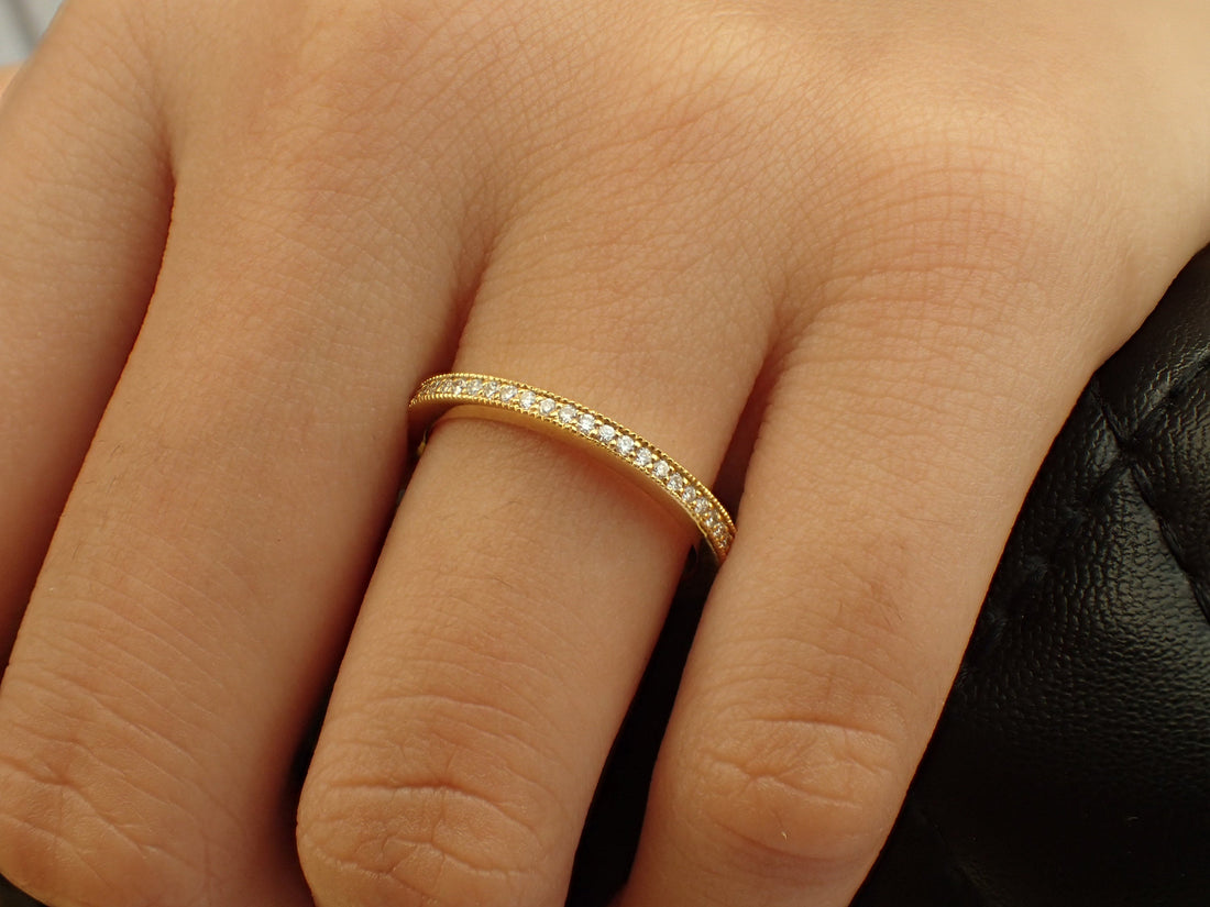 Channel Set Eternity Diamond Wedding Band, Full Eternity Ring, Channel Set Ring, Platinum 950 Thin Dainty Band