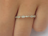 Marquise Shape Platinum Art Deco Band, Stackable Aquamarine Band with Milgrain, Half Eternity Band, Ready to Ship - Fast Shipping