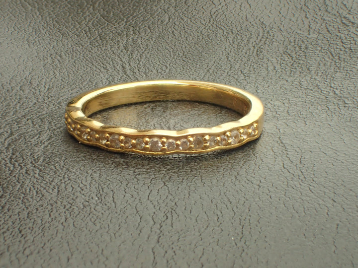 Art Deco Wave Diamond Wedding Band, Solid Gold Vintage Inspired Band, Half Eternity Band, Delicate Wave Band