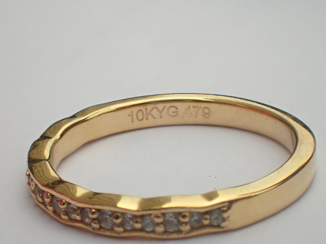 Art Deco Wave Diamond Wedding Band, 10K Vintage Inspired Band, Half Eternity Band, Ready to Ship - Fast Shipping
