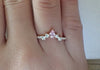 Curved Ring Enhancer, Engagement Ring Enhancer, Curved Chevron Platinum Wedding Band, Diamond Pink Sapphire Curved Ring