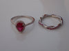 Wedding Ring Set Lab-Grown Ruby White Sapphire Sides Accent Gemstone -Twisted Rope Ruby Wedding Band and Engagement Ring