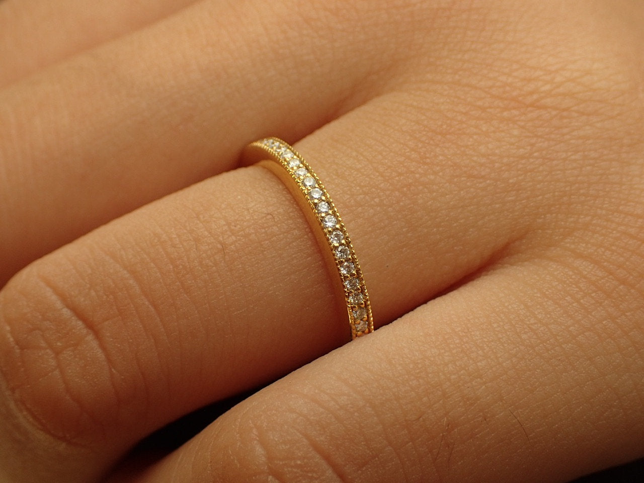 Thin channel store set wedding band