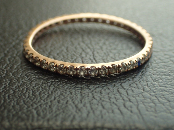 Micro Pave Eternity Diamond Band, 14k Rose Gold Delicate Dainty Full Eternity Band, Ready to Ship - Fast Shipping