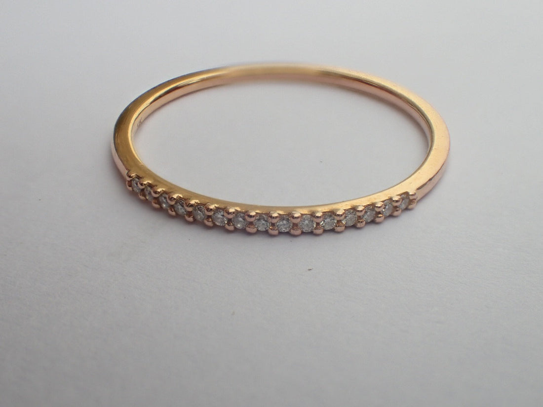 Diamond Stackable Ring, 14k Solid Gold Delicate Diamond Band, Micro Pave Eternity Thin Dainty Band, Delicate Diamond Band