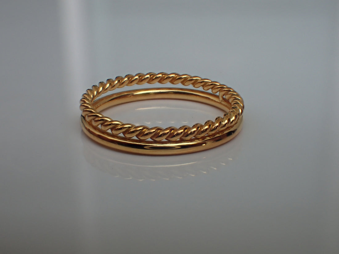 Twist Infinity Rings Set of 2, 14k Solid Gold Rope Rings, Thin Dainty Band, Simple Stacking Band, Delicate Twisted Band