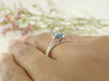 7x5mm Blue Topaz Split Shank Engagement Ring, VS E-F Diamonds with 0.75ct Pear Cut Wedding Ring in 14k Solid Gold