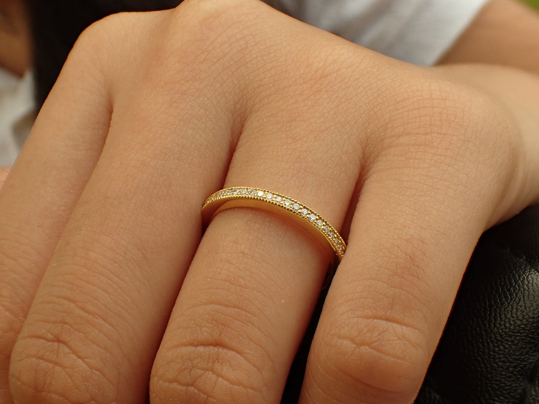 Channel Set Eternity Diamond Wedding Band, Full Eternity Ring, Channel Set Ring, Platinum 950 Thin Dainty Band