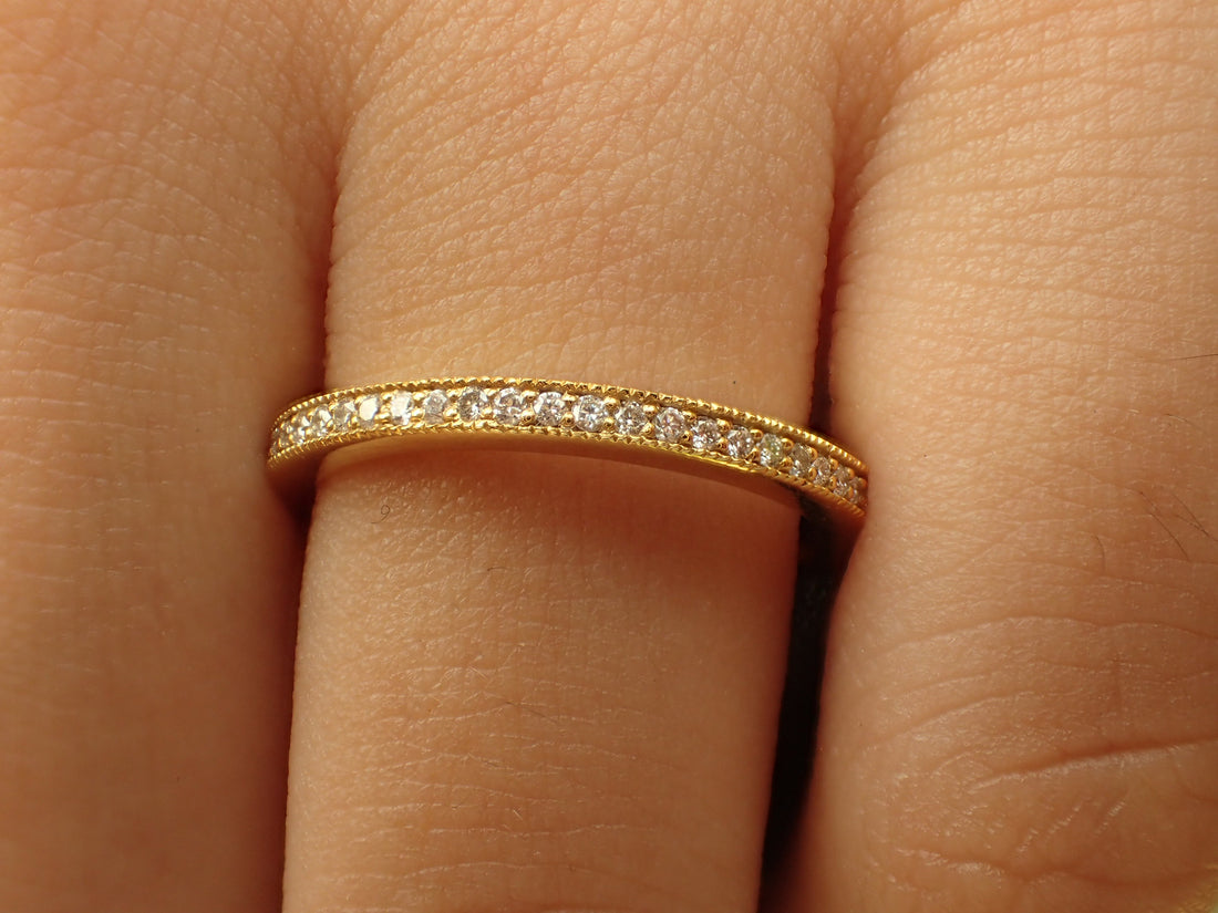 Channel Set Eternity Diamond Wedding Band, Full Eternity Ring, Channel Set Ring, Platinum 950 Thin Dainty Band
