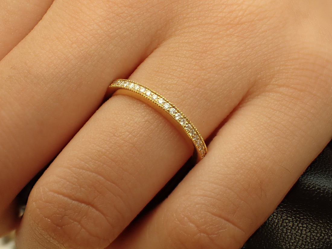 Channel Set Eternity Diamond Wedding Band, Full Eternity Ring, Channel Set Ring, Platinum 950 Thin Dainty Band