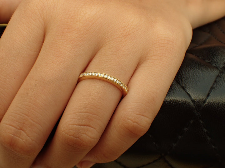 Channel Set Eternity Diamond Wedding Band, Full Eternity Ring, Channel Set Ring, Solid Gold Thin Dainty Band