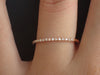 Micro Pave Diamond Wedding Band, 18k Rose Gold Half Eternity Ring, Stackable Diamond Ring, Thin Dainty Band, Ready to Ship