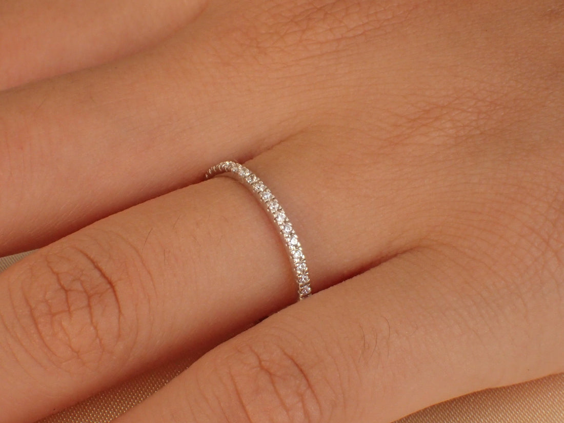 1.5mm Full Eternity Wedding Band/ Super Value Micro Pave Setting/ Quality Diamond Wedding Band/ 14k, 18k Thin Wedding Band