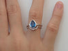 7x5mm Pear Cut London Blue Topaz Wedding Ring Set, 14k Solid Gold Curved Diamond Band, Blue Topaz Matching Anniversary Ring