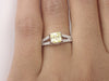 5x5mm Yellow Sapphire Split Shank Engagement Ring, VS E-F Diamonds with 0.65ct Cushion Cut Wedding Ring in 14k Solid Gold