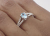 6x4mm Aquamarine Split Shank Engagement Ring, VS E-F Diamonds with 0.50ct Oval Cut Wedding Ring in 14k Solid Gold