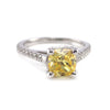 6x6mm Cushion Cut Yellow Sapphire Engagement Ring, VS E-F Diamonds Anniversary Ring in 14k Solid Gold 1.1ct
