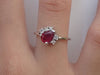 7x5mm Pear Cut Ruby Engagement Ring, VS E-F Diamond Cluster Wedding Ring in 14k Solid Gold, July Birthstone Ring 0.75ct