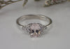7x5mm Oval Cut Morganite Engagement Ring, 14k Solid Gold Cluster Diamonds Anniversary Ring, 0.75ct Morgaite Wedding Ring