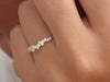Moissanite Cluster Wedding Band, Delicate Cluster Ring, 14k Solid Gold Moissanite Gold Ring, Prong Setting Ring