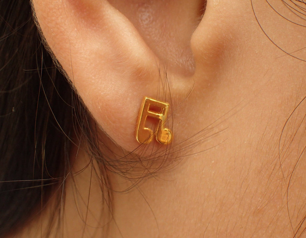 Music Note Earrings, Tiny Stud Earrings, 14k Solid Gold Tiny Music Note, Music Teacher Gift, Perfect for Music Lover