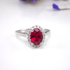 8x6mm Natural Ruby Engagement Ring, 14k Solid Gold Diamonds Halo Anniversary Ring, 1.50ct Oval Cut Wedding Ring