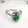 8x6mm Natural Emerald Engagement Ring, 14k Solid Gold Diamonds Halo Anniversary Ring, 1.50ct Oval Cut Wedding Ring