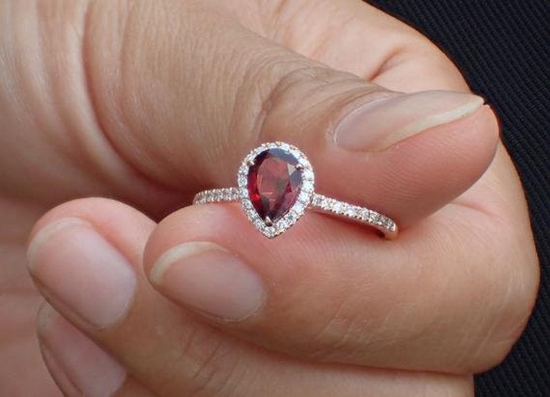 Garnet 2024 pear ring