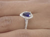 7x5mm Tear Drop Blue Sapphire Engagement Ring, Diamond Halo Cathedral Set Engagement Ring, 14k Solid Gold Anniversary Ring