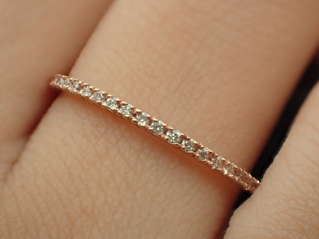 Micro Pave Full Eternity / 14k Gold Delicate Micro Pave Ring / Full Eternity Wrap Rose Gold / Full Eternity Stacking Ring /Diamond Pave Ring