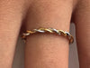 Twist Infinity Ring, 14k Solid Gold Two Tone Ring, 1.5mm Twisted Skinny Wedding Band, Thin Dainty Band, Rope Infinity Band