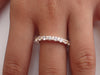 2.0mm Shared Prong Ring, Full Eternity Diamond Wedding Band, 14k Solid Gold Shared Prong Ring, Delicate Stackable Band