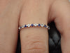 Alternating Diamonds and Blue Sapphires Single Prong Band, 14K White Gold Full Eternity Band, Ready to Ship - Fast Shipping